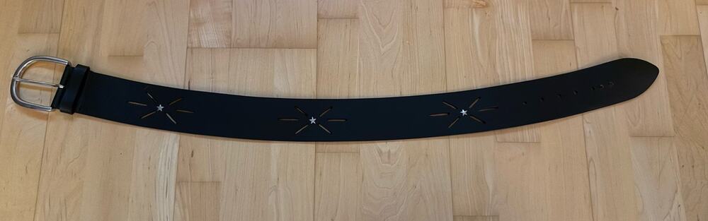 VTG Linea Pelle Black Chunky Corset Star Cutout Belt Silver XS